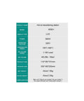 Specification table for Hot Air Desoldering Station, 580W max, 40L air flow, 100-500°C, three channel temperature control