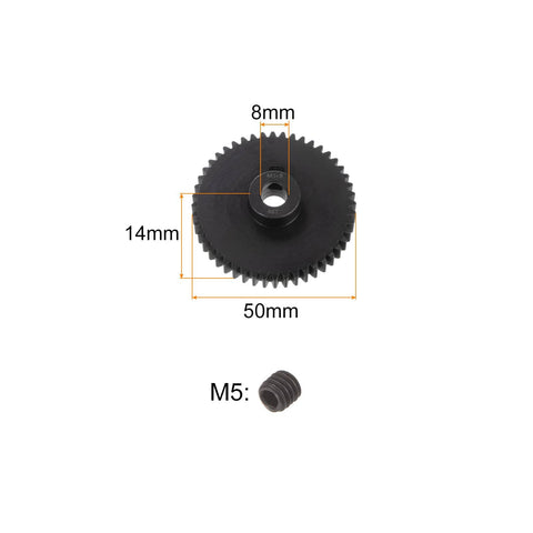 Mod 1 48T Pinion Gear With 8mm Bore For RC Cars And Trucks, Hardened 45 Carbon Steel Pinion Drive Gear dimensions and M5 grub screw