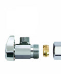 Four-Pack One Half Inch Nominal Compression To Three-Eighth Inch OD Outlet Chrome Plated Brass Quarter Turn Angle Stop Valve No Nut Or Sleeve