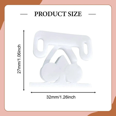 Closet Door Roller Catch For Cabinets And RV Furniture Easy Install Double Roller Latch, PP construction, 27x32 mm size.