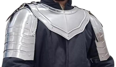 Medieval Iron Gorget Spaulders Shoulder Armor Set Battle Ready, Viking Crusader Pauldrons Armor, 18 Gauge Steel, wearable