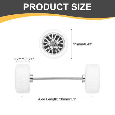 1 64th Scale RC Diecast Car Wheel And Tire Upgrade Set With Real Riders Rims And Axles In White With Silver Branch Design 11x5.2mm
