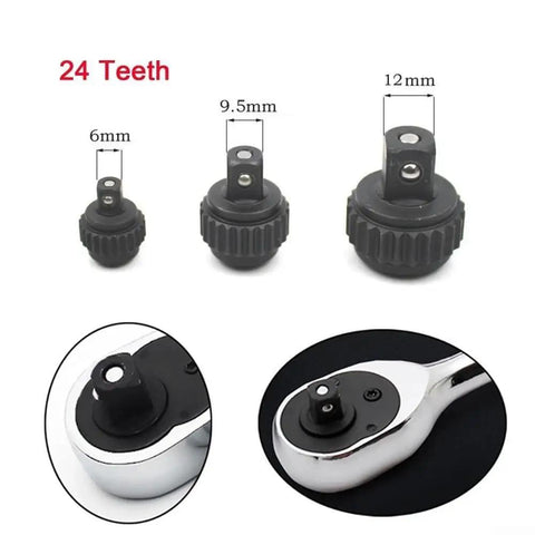 24 Tooth Ratchet Wrench Repair Kit For 1/4, 3/8, And 1/2 Inch Drive Sockets With Chrome Plated Reversible Handle, sizes shown