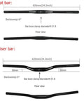 Aluminum Alloy Flat Bike Handlebar 31.8mm Clamp 620mm Length For Mountain And Road Bikes Matte Black, shown with specs