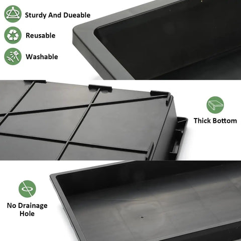 Close-up of 1020 Flat Seed Starter Trays 10 Pack BPA Free Plastic Nursery Pots Trays for Seedlings No Drainage Holes