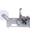 Straight Up Reliable Semi Automatic Bottle Labeling Machine With Fast Electric Label Applicator For Round Containers Featuring Rock Solid Fiber Sensor Setup Perfect For Glass Plastic And Metal Bottles 20 To 120 Mm side view