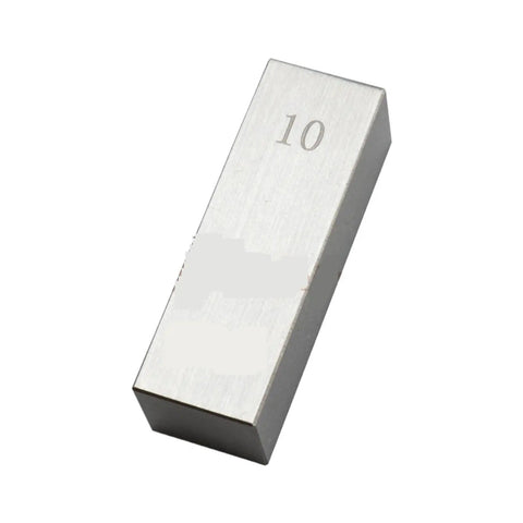 Beefy Precision Steel Measuring Block Gauge For Lathe Tools, Micrometer Adjustable, rectangular steel block with '10' marking