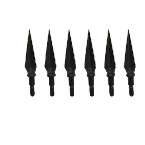 Six black 125 Grain Traditional Broadheads For Archery Hunting Dope Screw In Wide Heads 6 Pack