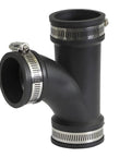 No Sweat Flex Tee Coupling With Heavy Stainless Steel Bands Fits One Point Five Inch Pipe For Dwv And Sewer Lines Rust Tight Gasket Seal.