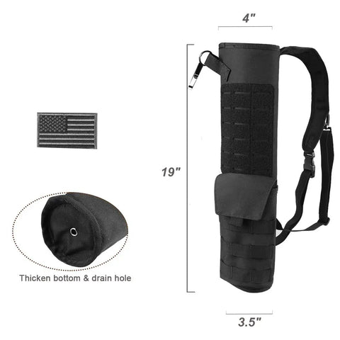 Lightweight Back Archery Quiver, Dual Use Foldable Hip Arrows Bag With MOLLE Pocket, black quiver dimensions 19x4 inches