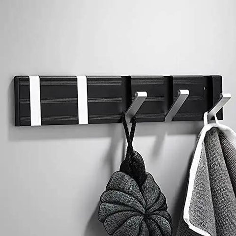 Sturdy Aluminum Wall Mount Coat Hooks for Bathroom Bedroom Entryway Top Shelf Space Saving Robe Holder for Hats Coats Jackets Durable Metal Clothing Rack Silver Gold Black Finish Game Changer on wall with coats.