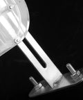 Clear Table Saw Blade Guard With Adjustable Acrylic Splitter Bracket and Snag Free Dust Deflector, detailed view of bracket attachment.