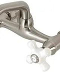 Two-Handle Wall Mount Bar Faucet Built-To-Last In Brushed Nickel Finish, Durable Solid Brass, 2-Hole Installation, Ceramic Disc Cartridge