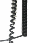 Heavy Duty Six Core Coiled Extension Cord With Spiral Spring Retraction For Mobile Equipment And Fixed Setups showing coiled black cables.