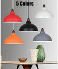 Minimalist Colorful Pendant Light Fixture, Simple Rustic Dome Lamp, Japanese Style Lighting in 5 colors over table decor.