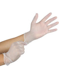 Hands wearing Large 1000 Count Clear Vinyl Disposable Gloves Powder Free Great Fit Tear Resistant Multi Purpose For Cooking