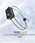Ultra Light Headlamp With 360 Lumens, USB C Rechargeable, Weighs Just 1.34 Oz on a cloudy background.