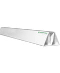 36-inch white PVC rooftop support block with twin triangular interior cavities for conduit pipes.
