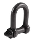Beefy Heavy Duty D Shackle With Screw Pin Designed For Chain Rigging And Raw Material Handling Black Steel Build close-up angle