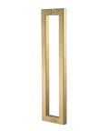 Beefy Heavy Duty Commercial Grade 18 Inch Satin Gold Push Pull Door Handle In Solid Stainless Steel 304 1.2mm Thick 30x30mm Square Cross Section Chamfered Edges 450mm Grip 420mm Bolt Spacing Durable Modern Finish on a single handle