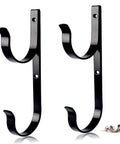Two Pack Heavy Duty Black Aluminum Pool Pole Hangers with Screws Sturdy Hooks for Telescopic Poles, Skimmers, Nets