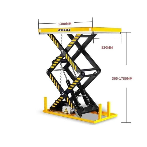 Heavy Duty Electric Hydraulic Work Table No Sweat Operation Adjustable Height Up To 178 cm with dimensions and scissor lift design.