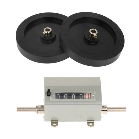 Heavy Duty Metal Rope And Cable Length Counter Featuring Hella Sturdy Rolling Wheel And Dead On Five Digit Readout For Snappy Industrial Measurements And Effortless Manual Reset In Sleek Grey Finish