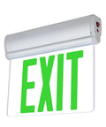 Edge Lit UL 924 Green Exit Sign With Brushed Aluminum Housing, LED Illumination, Hardwired With Battery Backup, UL Listed, Single Sided