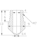 Technical drawing of Two Pack MK10 M7 Extruder Nozzles 0.4mm with dimensions for 3D printers using 1.75mm filament.