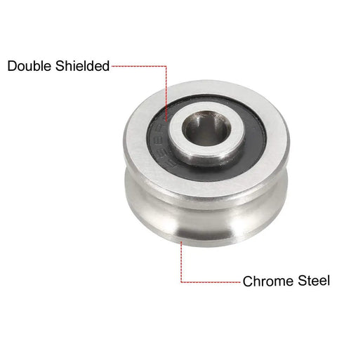 SG20 U Groove Track Guide Bearing Featuring Hella Smooth Pulley Wheel Rollers For Linear Motion Systems showing chrome steel roller with double shields.