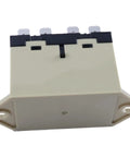 Enclosed Power Relay G7L-2A-TUBJ-CB DPST-NO With Test Button for 200-240VAC, cream housing, view from top with terminals visible