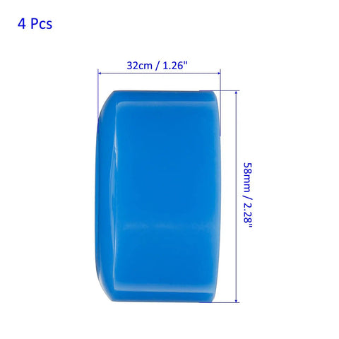 4 Pack Roller Skate Wheels With Bearings For Quad Skates Durable PU Wheels 32x58mm Blue Ideal For Outdoor Skating On Streets And Trails