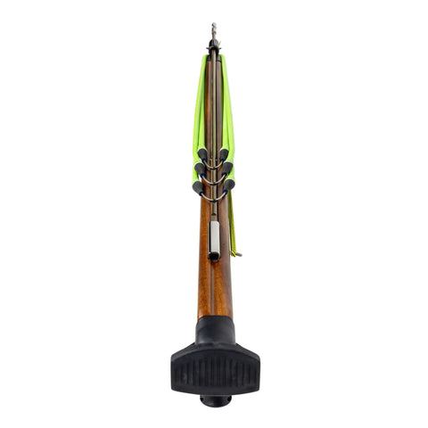 Front view of Woody Magnum Speargun For Spearfishing And Freediving Handpicked African Mahogany Barrel Stainless Steel Shaft