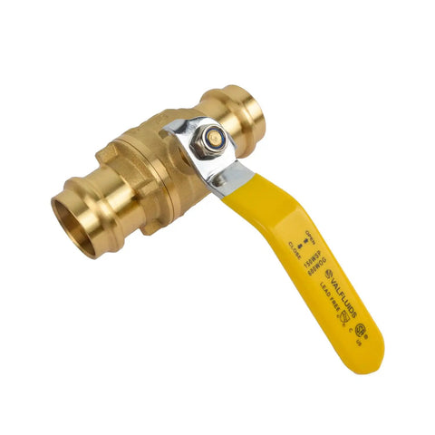 2 Inch Press Full Port Brass Ball Valve For Plumbing Pro Grade Heavy Duty Lead Free Brass With Yellow Lever Handle CSA NSF And CUPC Certified
