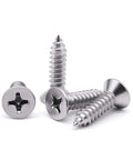 Built Like A Tank 50 Pack Flat Head Sheet Metal Screws 304 Stainless Steel Phillips Drive Self Tapping Corrosion Resistant One Inch Long For Wood And Metal Jobs That Handle Pressure, showing a group of screws.