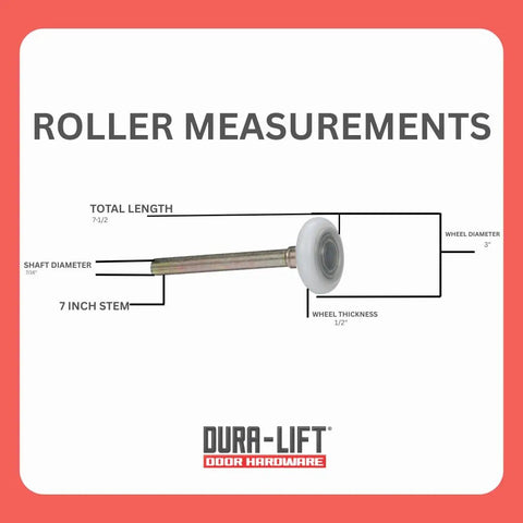 Ultra Life 3 Inch Sealed 6201ZZ Nylon Garage Door Roller With 7 Inch Stem Pack Of 10 measurements diagram