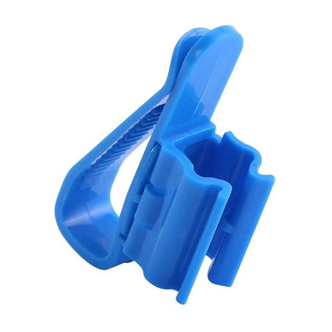 Blue Adjustable Hose Clip Holder For Aquariums Buckets And Tanks, Sturdy Mount Clamp Fits 0.31-0.62 Inch Hoses, side view