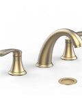 Dual-Handle Widespread Bathroom Sink Faucet in Brushed Gold Finish with 3-Hole Design, Includes Pop-Up Drain and Lead-Free Hoses