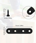 12 Piece Premium Steel Heavy Duty Black Straight Corner Braces With Matching Screws For Rock Solid Furniture Repair And No Fuss Diy Assembly Build, showing a single brace size 2.99x0.63in with screws.