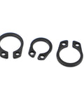 Heavy Duty Internal Shaft Circlips Top Shelf Manganese Steel Precision Retaining Rings set of three sizes for secure fastening.