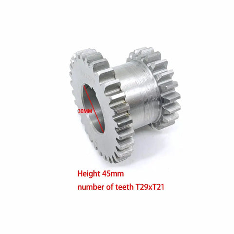 2 Speed Hi Low Metal Double Gear Set For CJ0618 Series Mini Lathe Metal Cutting Machine Durable 45 Carbon Steel Module M2.25 Precision Gearing For DIY Shop Projects. 30mm T29xT21, 45mm height