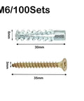 Beefy Self Drilling Metal Serrated Expansion Screws Set For Concrete Walls And Fasteners Kit M6 100 Sets with dimensions