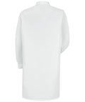 Back view of Unisex Medical Lab Coat With Cuffed Sleeves Three Front Pockets White Lightweight Cotton Poly Blend Durable Breathable Medium