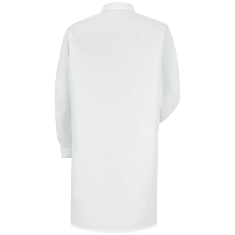 Back view of Unisex Medical Lab Coat With Cuffed Sleeves Three Front Pockets White Lightweight Cotton Poly Blend Durable Breathable Medium