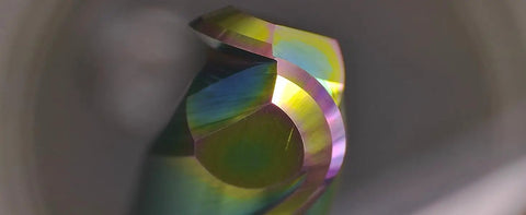 Close-up of Extra Long Ball Nose End Mill With DLC Coating for CNC Milling and Carving, showing 2 flute tungsten carbide router bit.