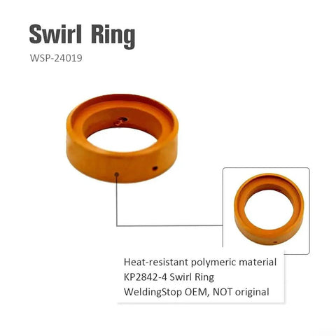 Lincoln Plasma Torch Consumables Kit 16 Pcs For Tomahawk 375 LC25 KP2842 Swirl Ring in polymeric material, close-up view.