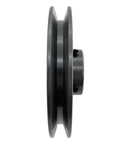 Side view of AK3534 Beefy Cast Iron Pulley One Groove Motor Pulley For V Belts A 3L 4L Three Quarter Inch Bore And 3.55 Inch Outer Diameter