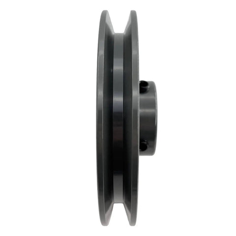Side view of AK3534 Beefy Cast Iron Pulley One Groove Motor Pulley For V Belts A 3L 4L Three Quarter Inch Bore And 3.55 Inch Outer Diameter
