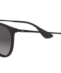 Side view of Erika Round Sunglasses With Low Bridge Fit Rubber Black And Light Grey Gradient Lenses 57mm Women Fashion Shades