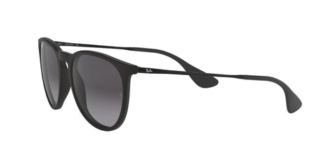 Side view of Erika Round Sunglasses With Low Bridge Fit Rubber Black And Light Grey Gradient Lenses 57mm Women Fashion Shades